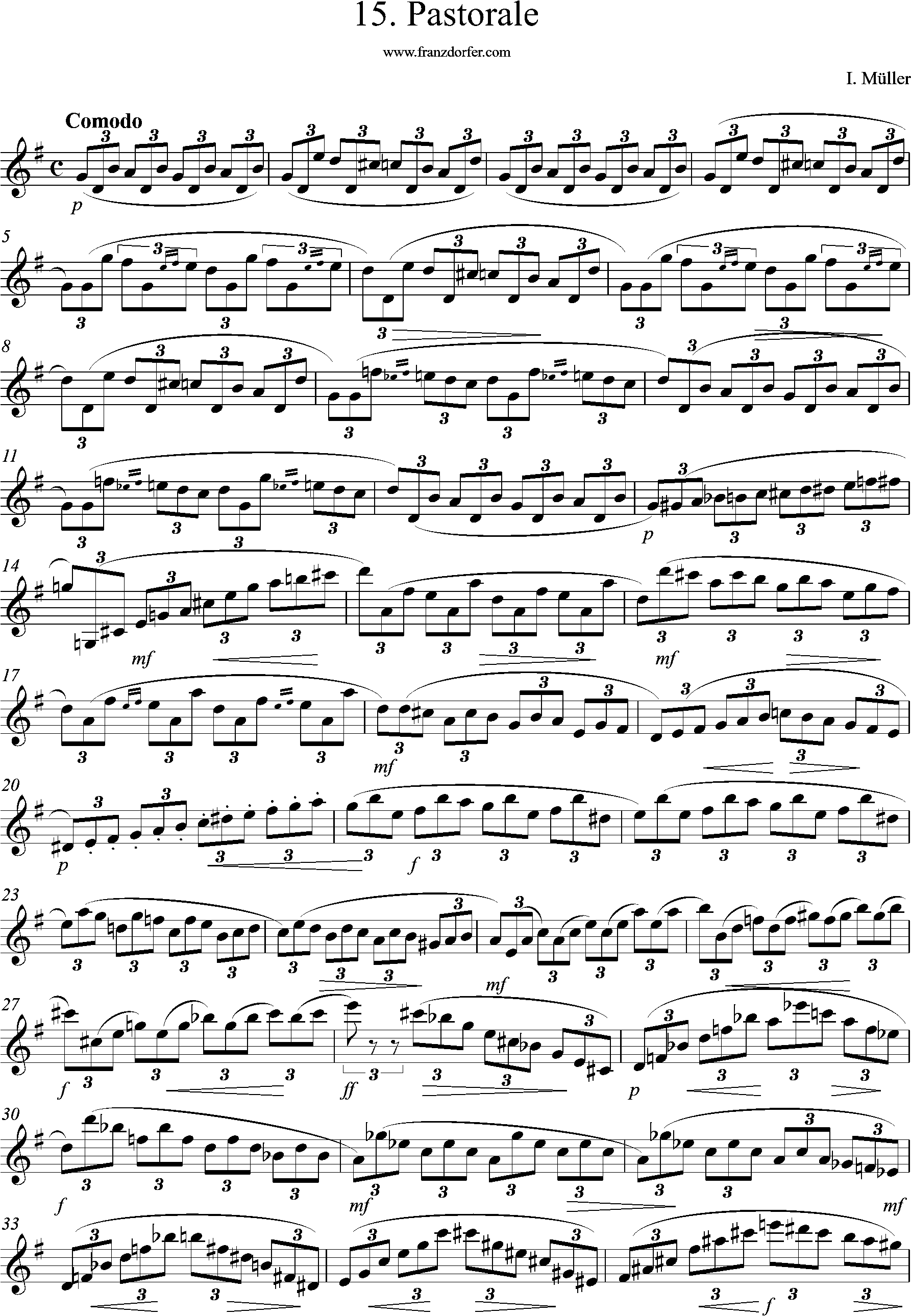 Heft II, 22 Etüden, 15 Pastorale, Iwan Müller, seite 1